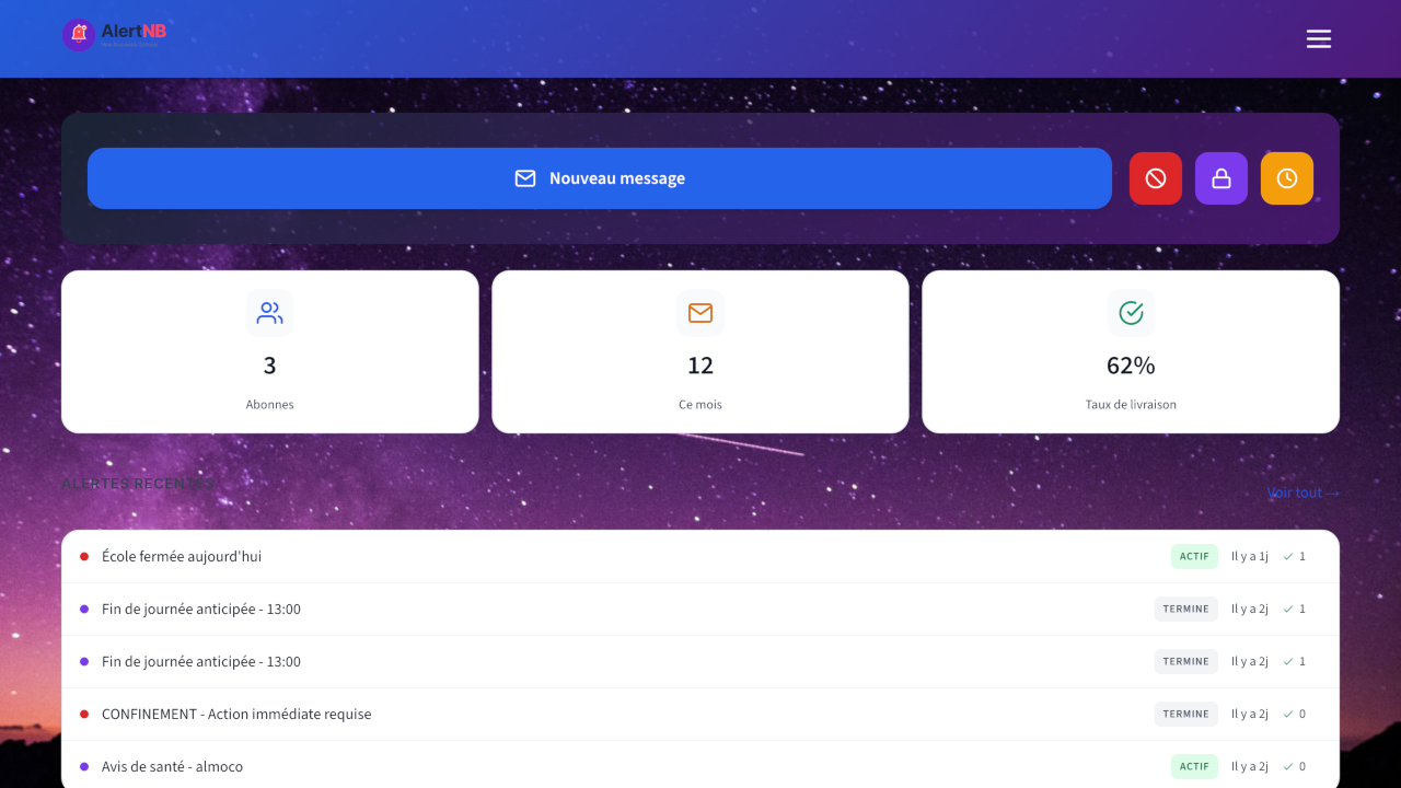 Portail d'administration AlerteEcole